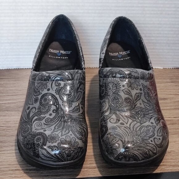 Nurse Mates Pillow Top Clogs women's size 11 M dark silver / black - Picture 4 of 13